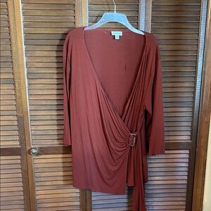 Coldwater Creek Rust-Red V-Neck Draped Top
